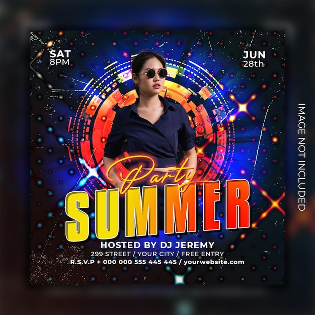 Summer Club Party Flyer Social Media Post Szablon Banera Internetowego