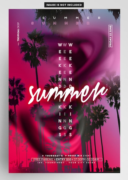 PSD summer club time event dj party flyer