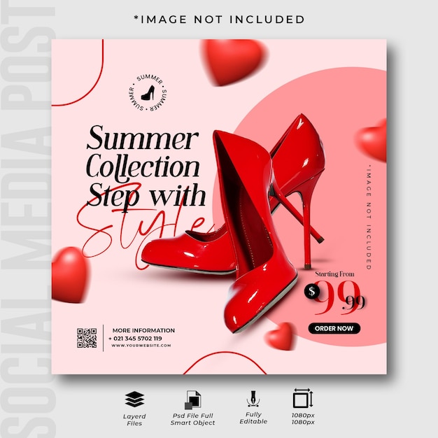 Summer collection women sandals heels social media post design