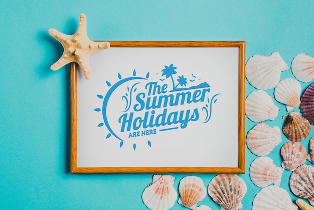 summer composition with whiteboard