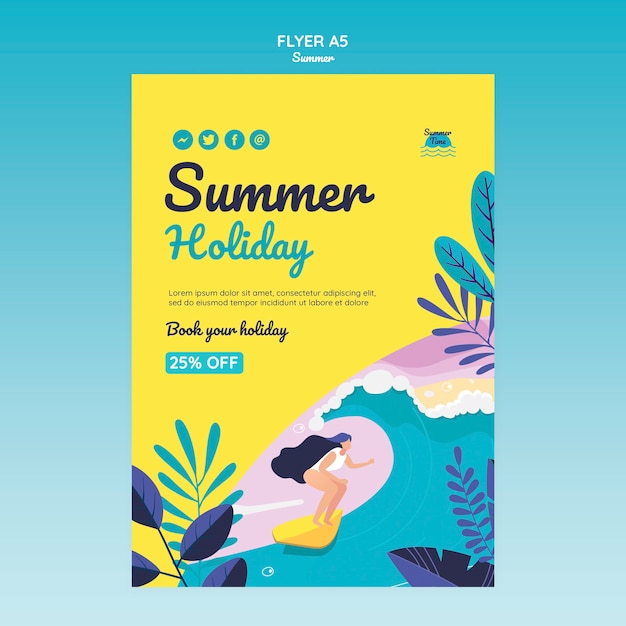 Summer concept flyer template