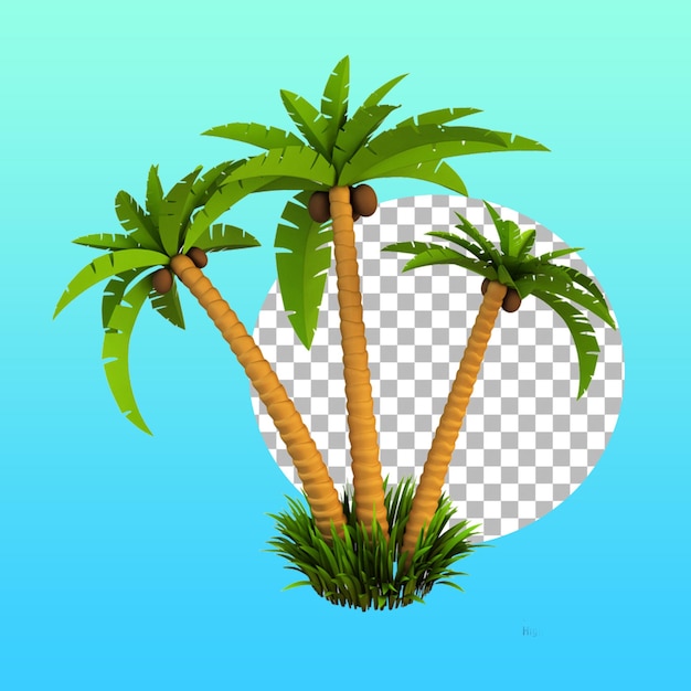 PSD summer concept with tropical coconut tree for design element