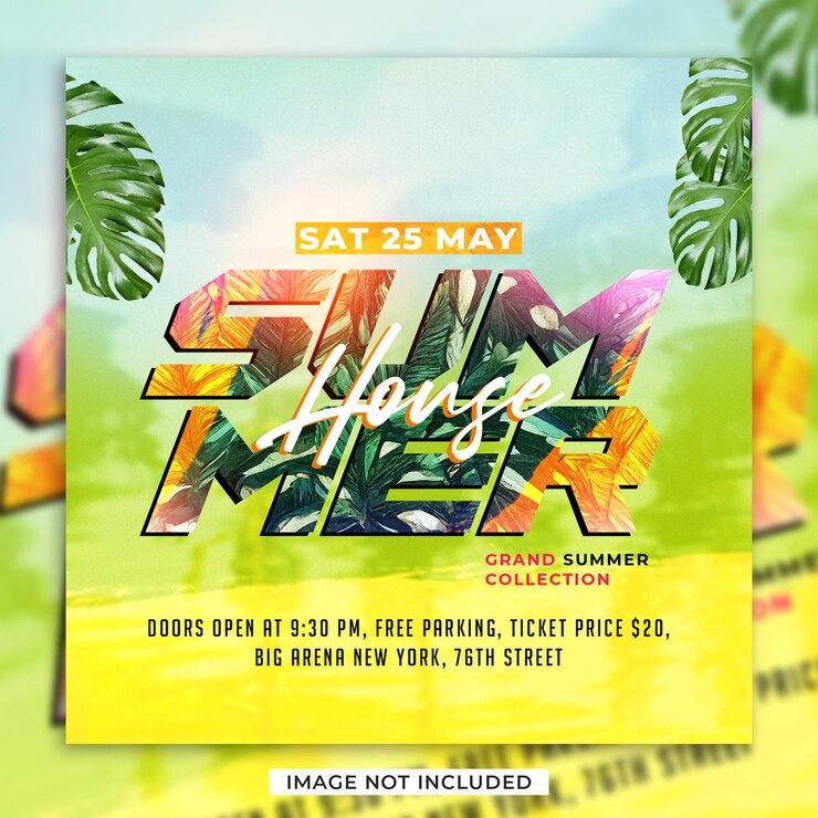 Summer day social media post banner template design