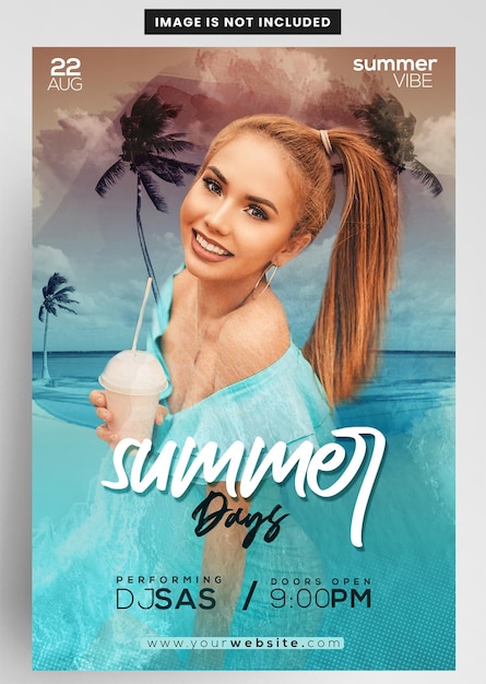 Giorni estivi spiaggia tropicale instagram banner flyer design