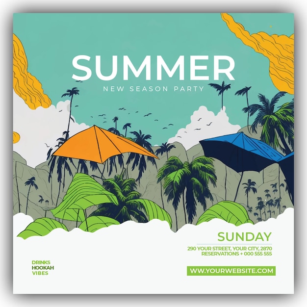 PSD summer dj party flyer design