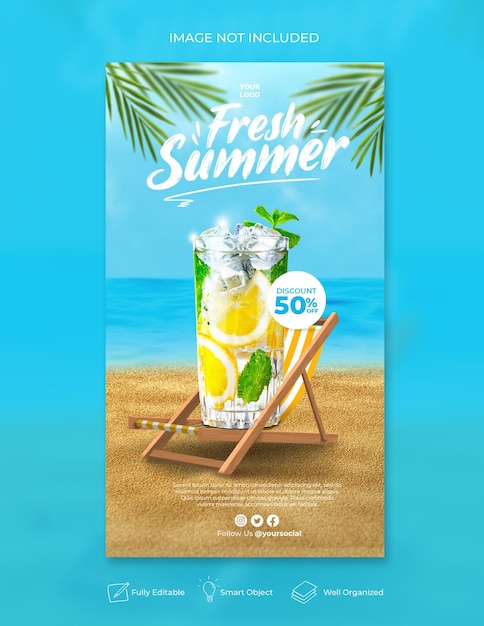 夏のドリンクメニュープロモーションinstagramストーリーテンプレート