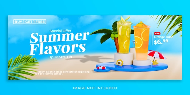 PSD summer drink menu promotion social media facebook cover banner template