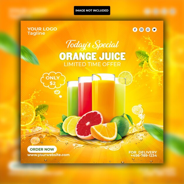 summer drink menu promotion social media instagram post banner template