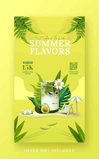 Summer drink menu promotion social media instagram story banner template