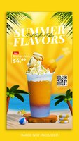 PSD summer drink menu promotion social media instagram story cover banner template