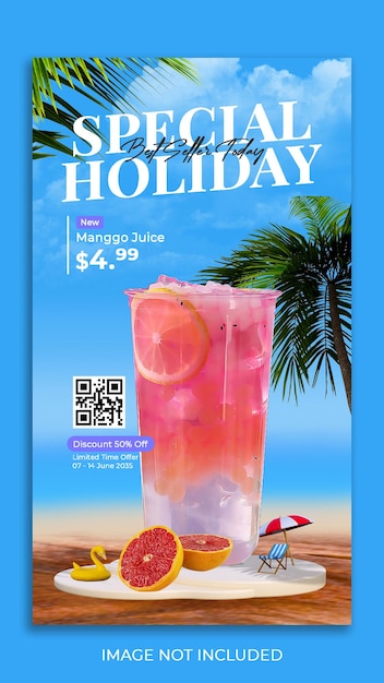 PSD summer drink menu promotion social media instagram story cover banner template