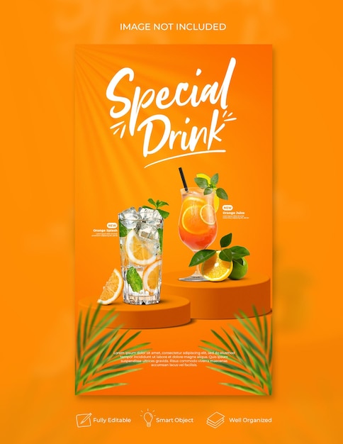 PSD summer drink menu social media instagram story