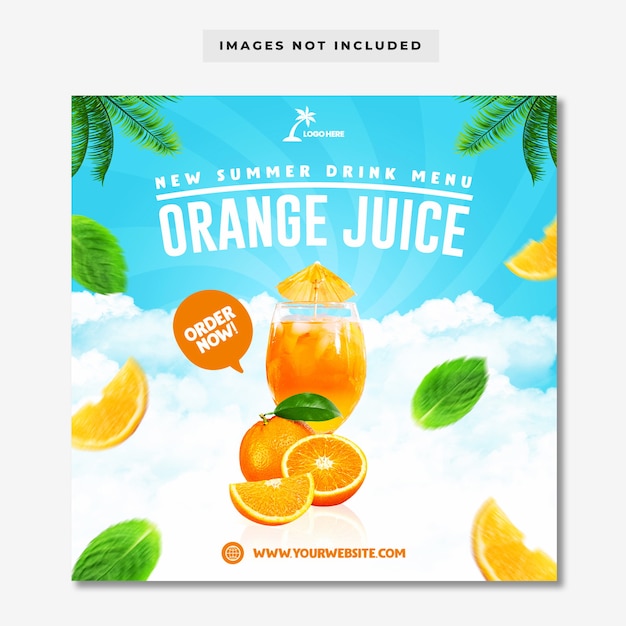 Summer drink menu social media instagram template