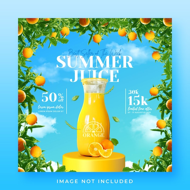 PSD summer drink menu social media post or banner