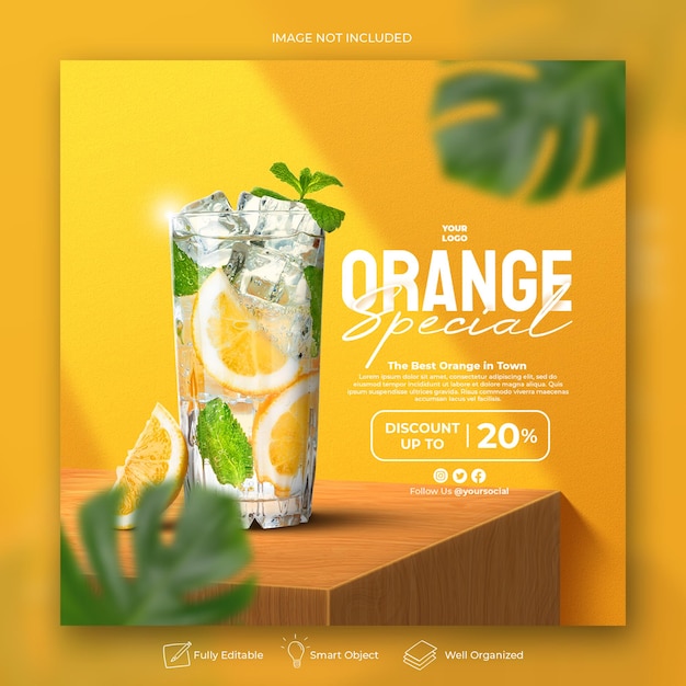 Summer drink menu social media post banner