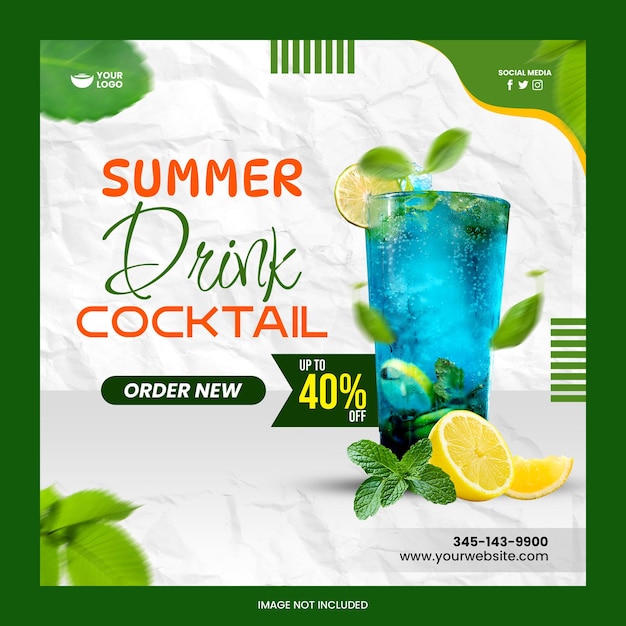 Summer drink menu social media post or bannerjpg