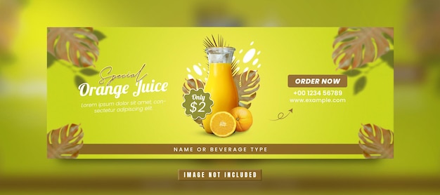 PSD summer drink promotion facebook cover banner template premium psd