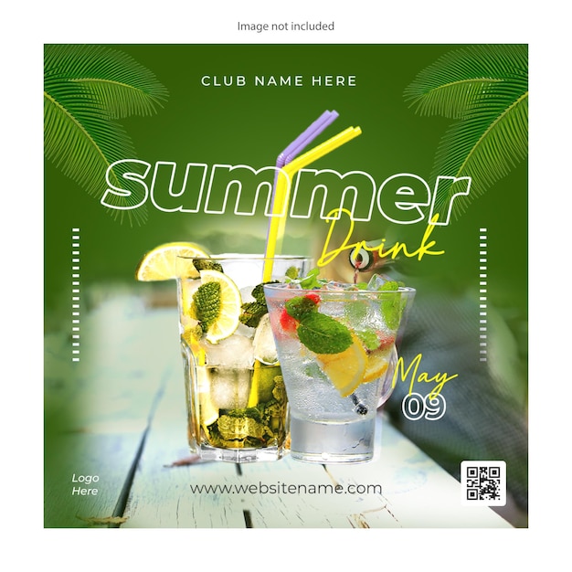 PSD summer drinks flyer bundle