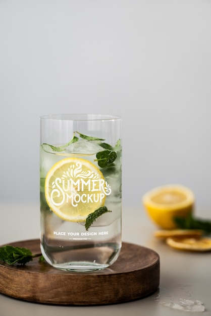 Summer drinks glass mockup design