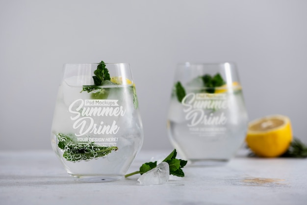 PSD summer drinks glass mockup design
