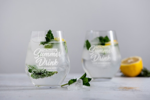 Summer drinks glass mockup design