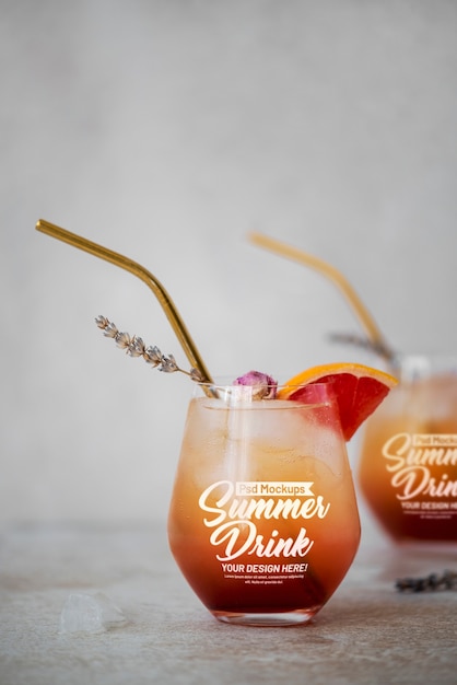 Summer drinks glass mockup design