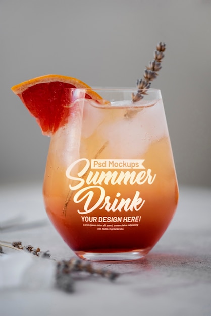 Summer drinks glass mockup design