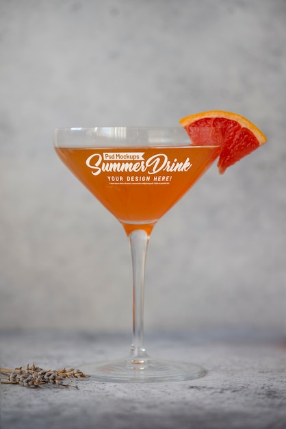 PSD summer drinks glass mockup design