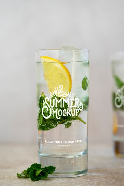 PSD summer drinks glass mockup design