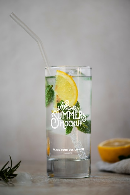 Summer drinks glass mockup design