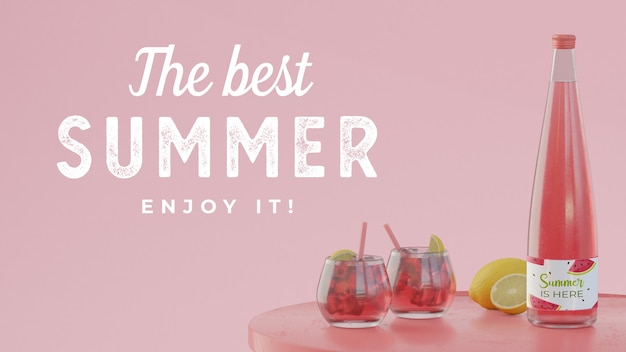 Summer drinks on table with typography