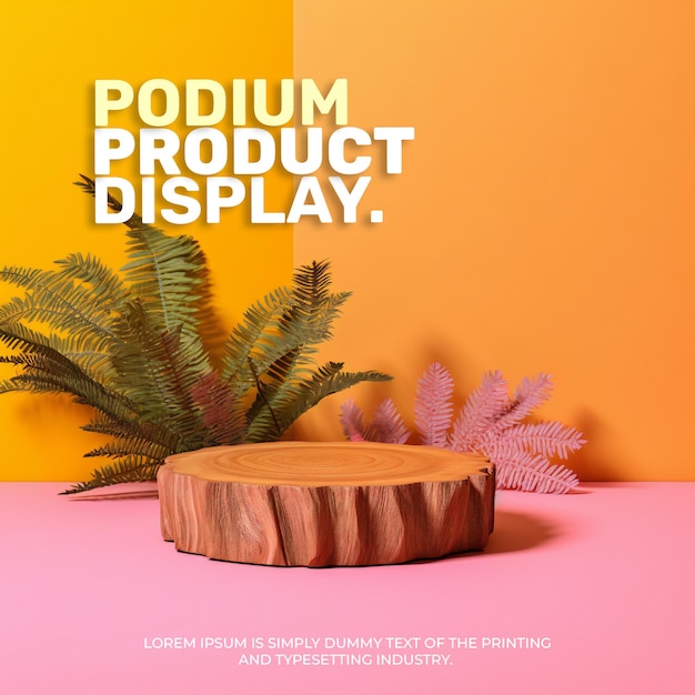 PSD summer elegant and natural podium stage product display mockup for show product presentation