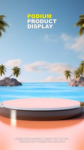 Summer elegant story podium stage product display mockup for show product presentation