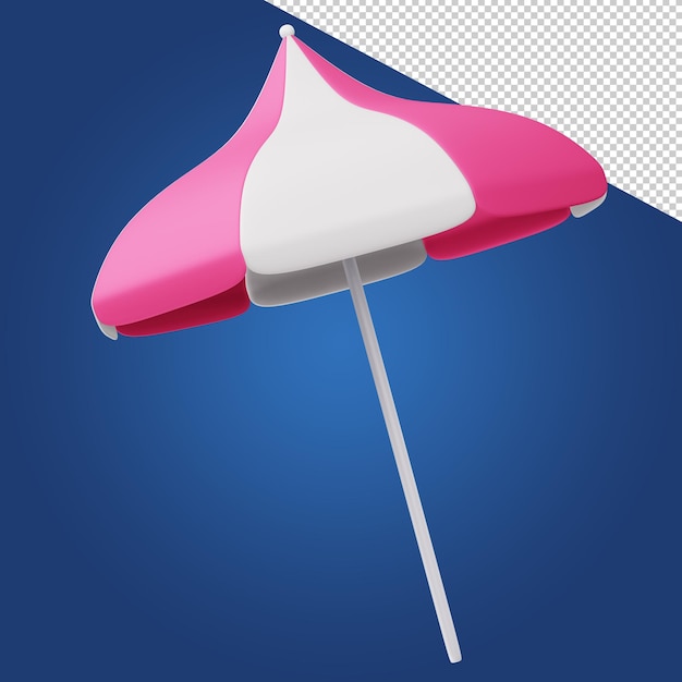 PSD summer elements colorful beach umbrella 3d rendering