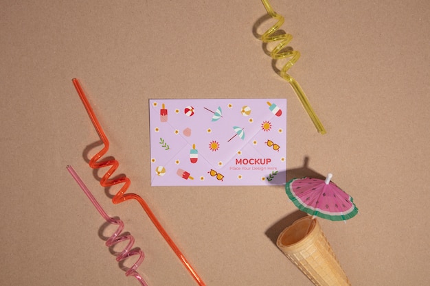 Summer envelope mockup with various items