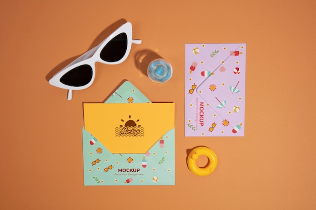 Summer envelope mockup with various items