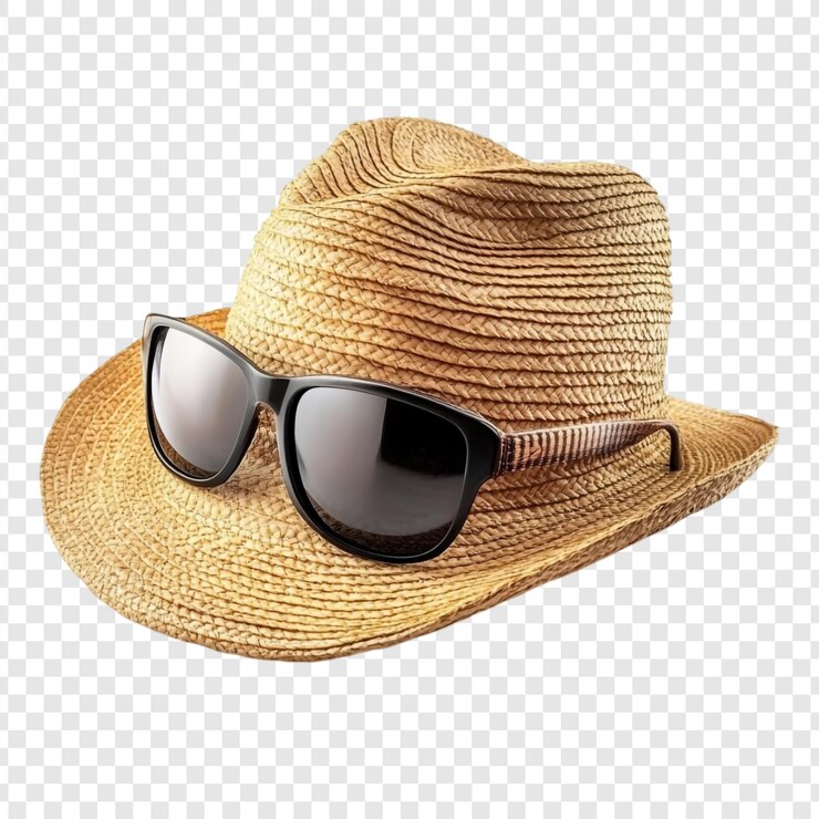 PSD summer essentials straw hat and sunglasses