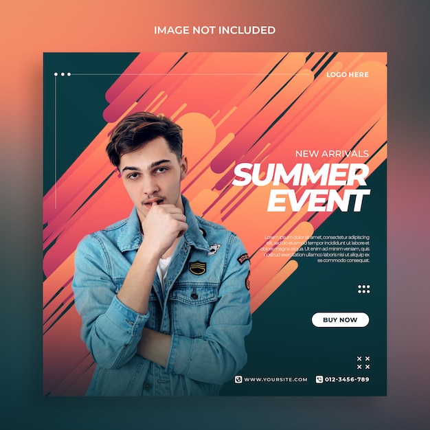 Summer event abstract social media post template