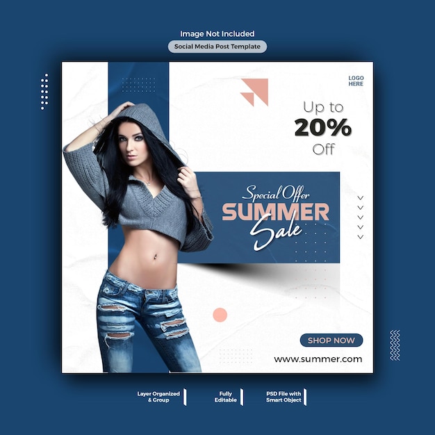 Summer fashion sale instagram post template