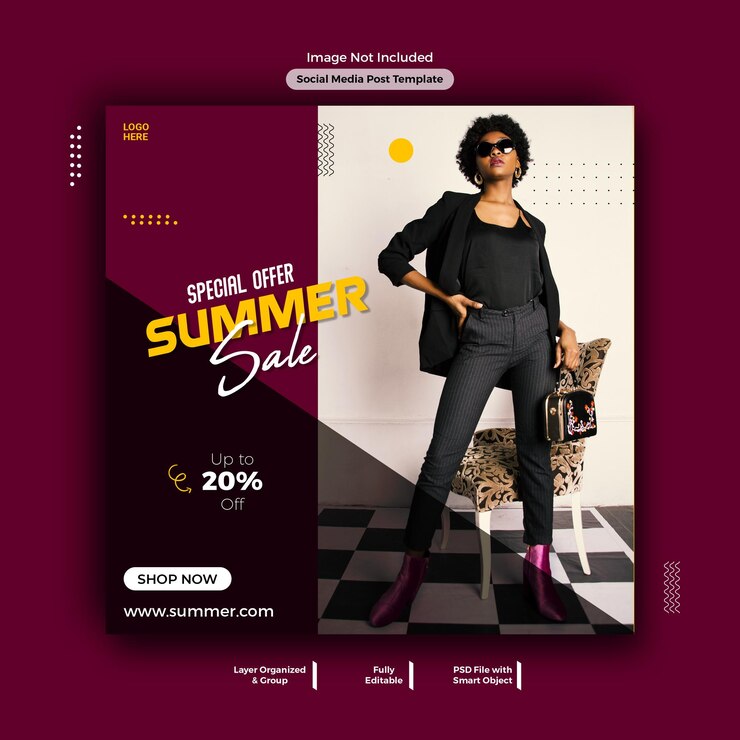 Summer fashion sale Instagram post template