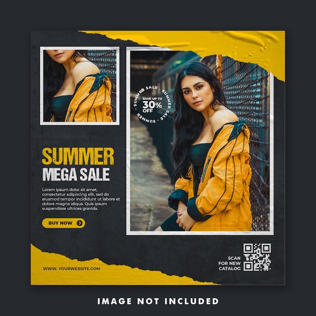 Summer Fashion Social Media Post Banner Szablon