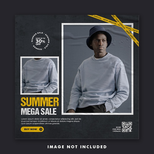 PSD summer fashion social media post banner template