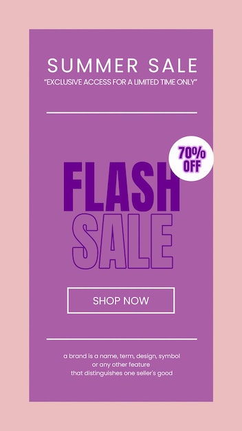 Summer flash sale instagram stories template psd design social media banner typography sale purple