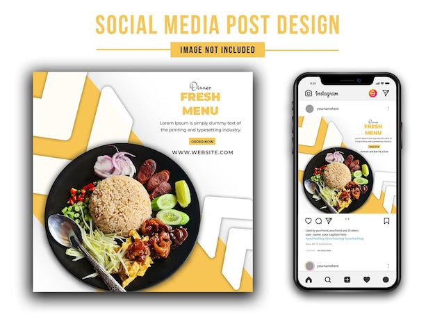 Summer food menu psd square social media post template