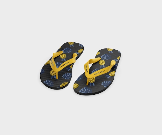 Summer footwear flip-flop slippers mockup