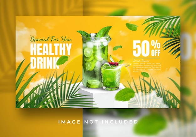 프로모션 웹사이트 배너 템플릿을 위한 여름 신선한 건강 음료 특별 메뉴