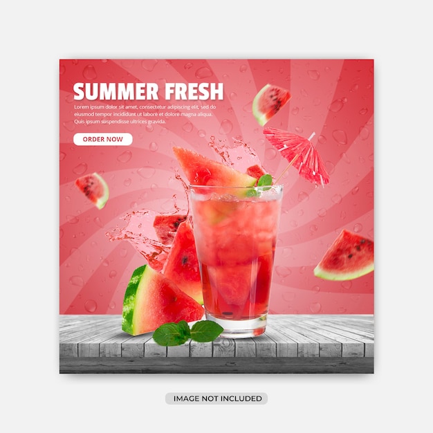 Summer fresh water melon social media instagram template