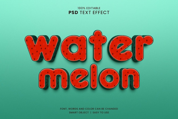 Summer fruit 3d style watermelon text effect