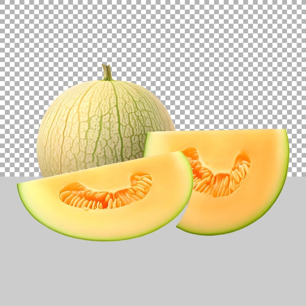 PSD summer fruit honeydew on transparent background ai generated