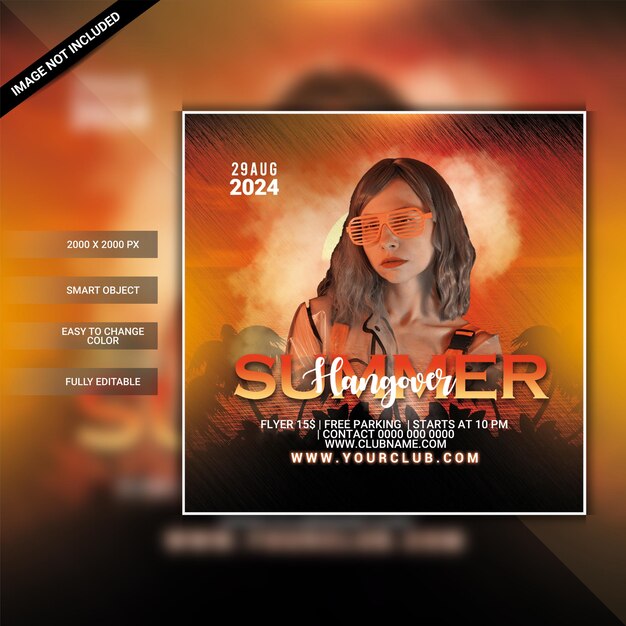 PSD 夏のハングオーバーパーティーのフライヤー